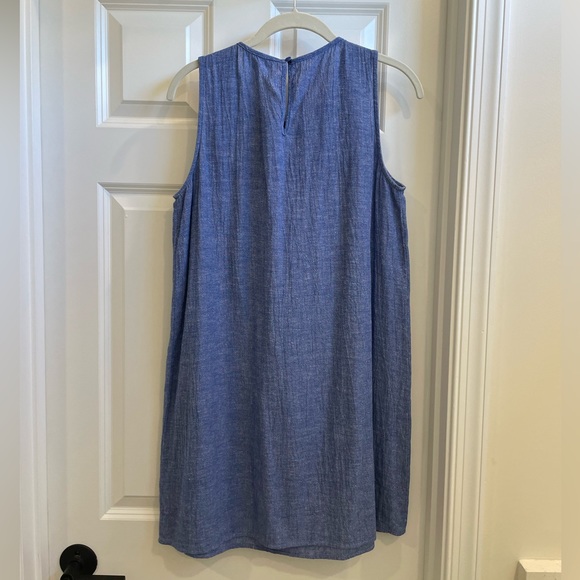 Blue Dress with Embroidered Neck Detail - Picture 3 of 4